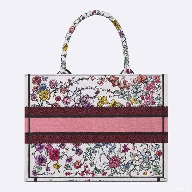 Cheap Motif Book Dior White Florilegio Pink Tote Canvas 0629 Luxury